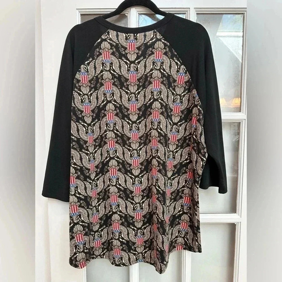 LuLaRoe | Americana Randy Baseball Tee 3/4 Sleeves Eagle USA Patriotic Size 3X - Picture 3 of 8